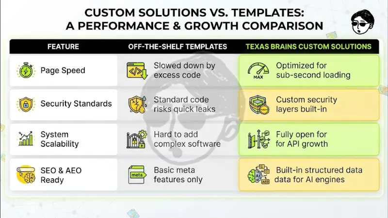 Process chart titled High-Performance Web Development Lifecycle, detailing four phases: Architecture & Discovery, High-Performance Build, Security & Compliance, and Conversion Optimization.